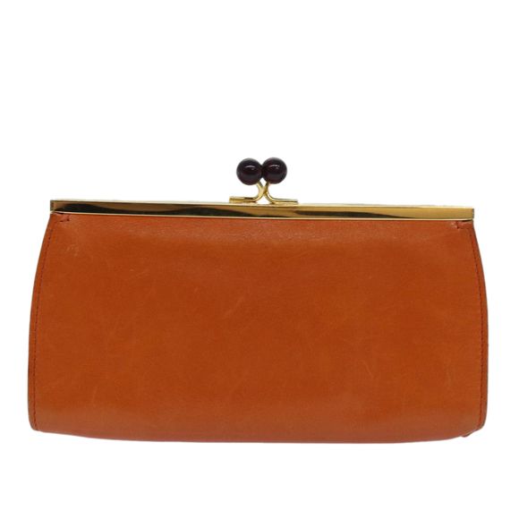 PRADA Gamaguchi Wallet Leather Orange Auth 77705 - Picture 2 of 16